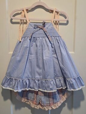 Well Dressed Wolf Girls' Chambray & Peach Lakehouse Tunic Set - Size 4 - NWT